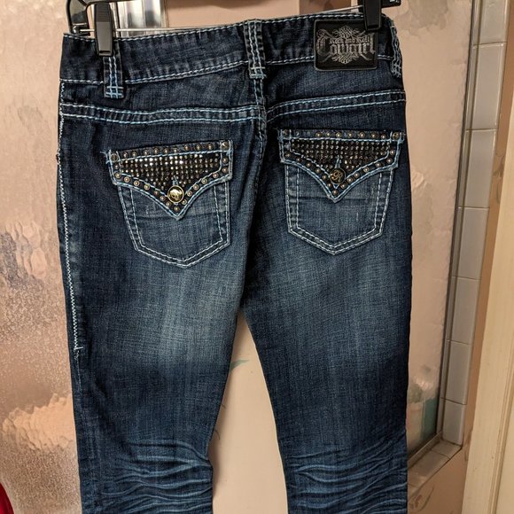 Rock and Roll CowGirl Studded Rhinestone Jeans Low Rise 26 x 36 - Picture 8 of 8